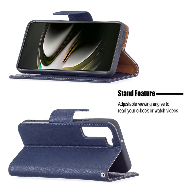 For Samsung Galaxy S22 5G Litchi Texture Pure Color Horizontal Flip Leather Phone Case with Holder & Card Slots & Wallet & Lanyard
