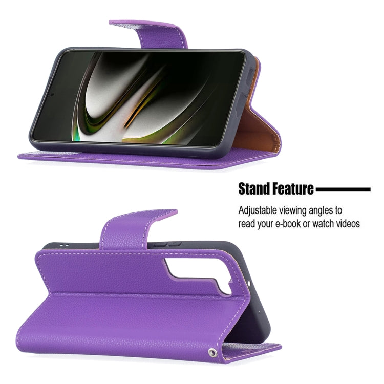 For Samsung Galaxy S22 5G Litchi Texture Pure Color Horizontal Flip Leather Phone Case with Holder & Card Slots & Wallet & Lanyard
