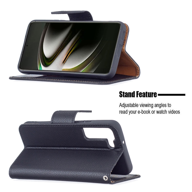 For Samsung Galaxy S22 5G Litchi Texture Pure Color Horizontal Flip Leather Phone Case with Holder & Card Slots & Wallet & Lanyard