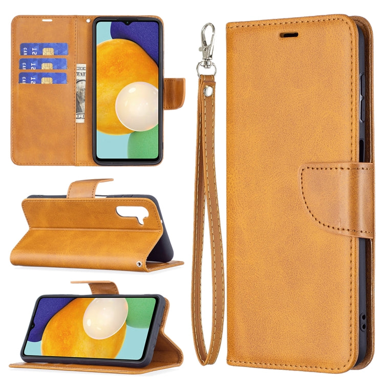 For Samsung Galaxy A13 5G Retro Lambskin Texture Pure Color Horizontal Flip Leather Phone Case with Holder & Card Slots & Wallet & Lanyard