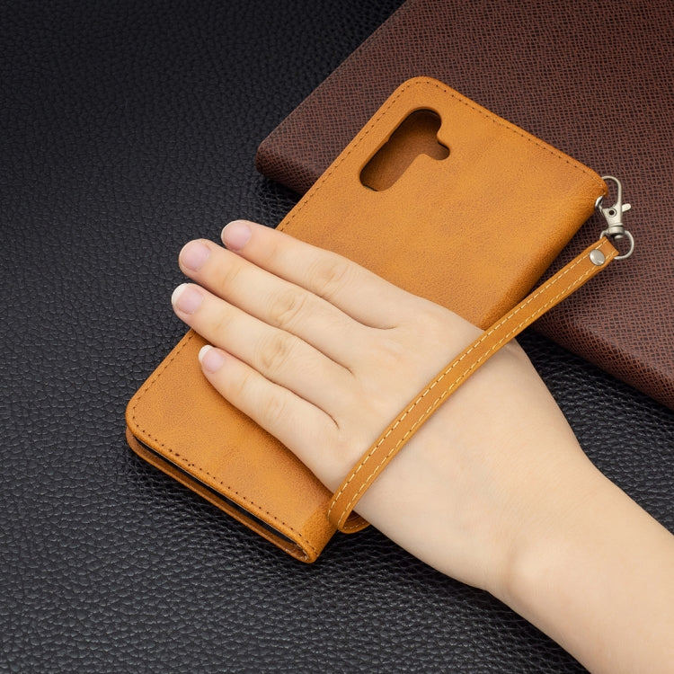 For Samsung Galaxy A13 5G Retro Lambskin Texture Pure Color Horizontal Flip Leather Phone Case with Holder & Card Slots & Wallet & Lanyard