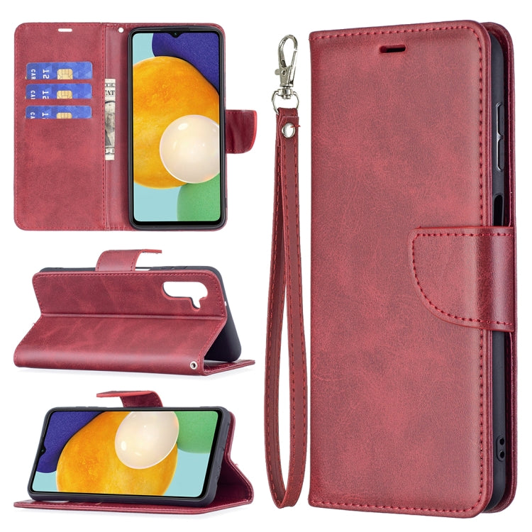 For Samsung Galaxy A13 5G Retro Lambskin Texture Pure Color Horizontal Flip Leather Phone Case with Holder & Card Slots & Wallet & Lanyard