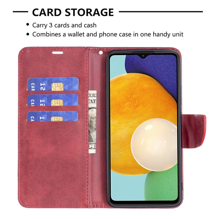 For Samsung Galaxy A13 5G Retro Lambskin Texture Pure Color Horizontal Flip Leather Phone Case with Holder & Card Slots & Wallet & Lanyard