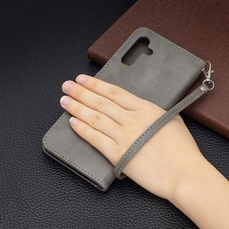 For Samsung Galaxy A13 5G Retro Lambskin Texture Pure Color Horizontal Flip Leather Phone Case with Holder & Card Slots & Wallet & Lanyard