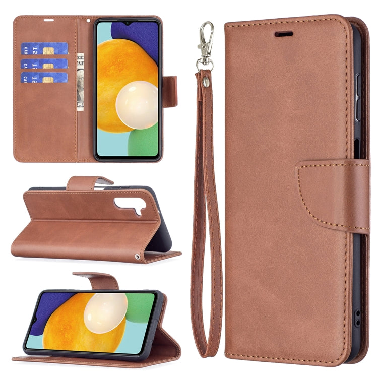 For Samsung Galaxy A13 5G Retro Lambskin Texture Pure Color Horizontal Flip Leather Phone Case with Holder & Card Slots & Wallet & Lanyard