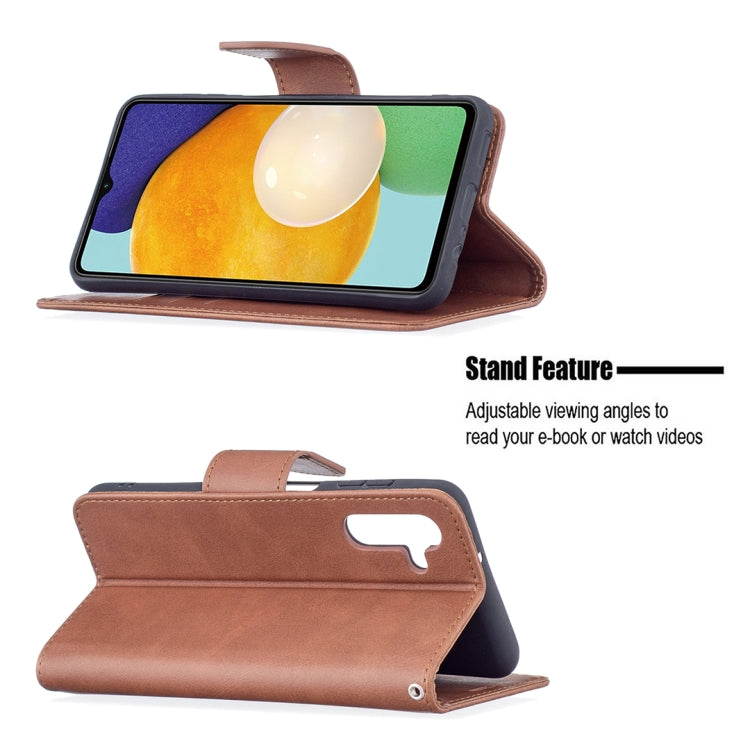 For Samsung Galaxy A13 5G Retro Lambskin Texture Pure Color Horizontal Flip Leather Phone Case with Holder & Card Slots & Wallet & Lanyard