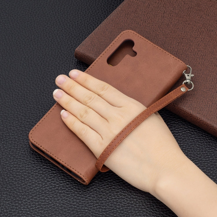 For Samsung Galaxy A13 5G Retro Lambskin Texture Pure Color Horizontal Flip Leather Phone Case with Holder & Card Slots & Wallet & Lanyard