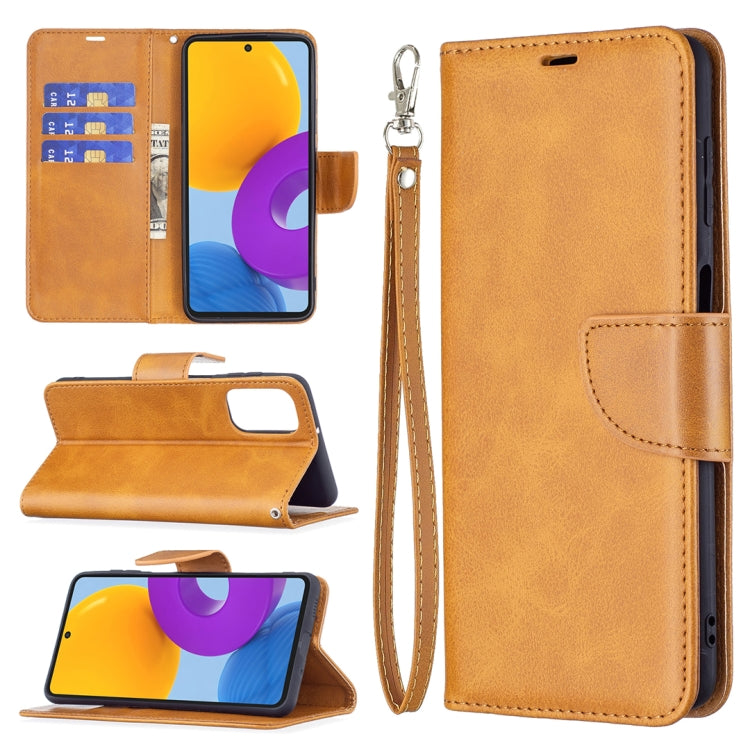 For Samsung Galaxy M52 5G Retro Lambskin Texture Pure Color Horizontal Flip Leather Phone Case with Holder & Card Slots & Wallet & Lanyard