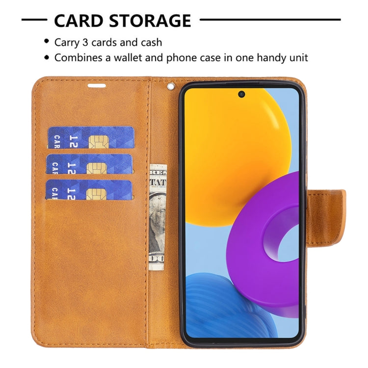 For Samsung Galaxy M52 5G Retro Lambskin Texture Pure Color Horizontal Flip Leather Phone Case with Holder & Card Slots & Wallet & Lanyard