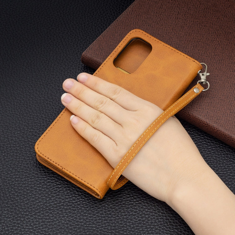 For Samsung Galaxy M52 5G Retro Lambskin Texture Pure Color Horizontal Flip Leather Phone Case with Holder & Card Slots & Wallet & Lanyard