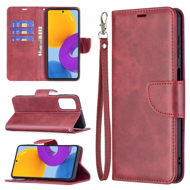 For Samsung Galaxy M52 5G Retro Lambskin Texture Pure Color Horizontal Flip Leather Phone Case with Holder & Card Slots & Wallet & Lanyard