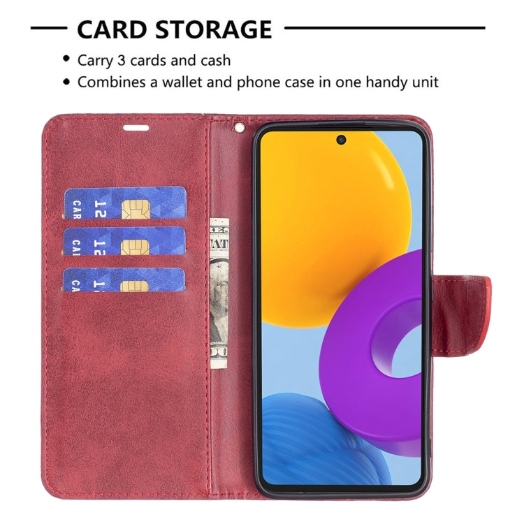 For Samsung Galaxy M52 5G Retro Lambskin Texture Pure Color Horizontal Flip Leather Phone Case with Holder & Card Slots & Wallet & Lanyard