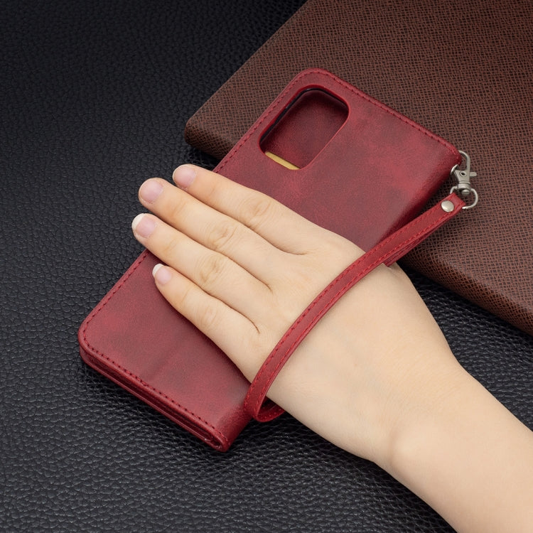 For Samsung Galaxy M52 5G Retro Lambskin Texture Pure Color Horizontal Flip Leather Phone Case with Holder & Card Slots & Wallet & Lanyard