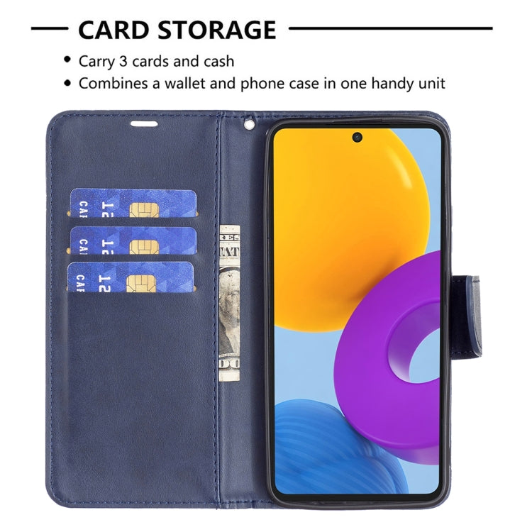 For Samsung Galaxy M52 5G Retro Lambskin Texture Pure Color Horizontal Flip Leather Phone Case with Holder & Card Slots & Wallet & Lanyard
