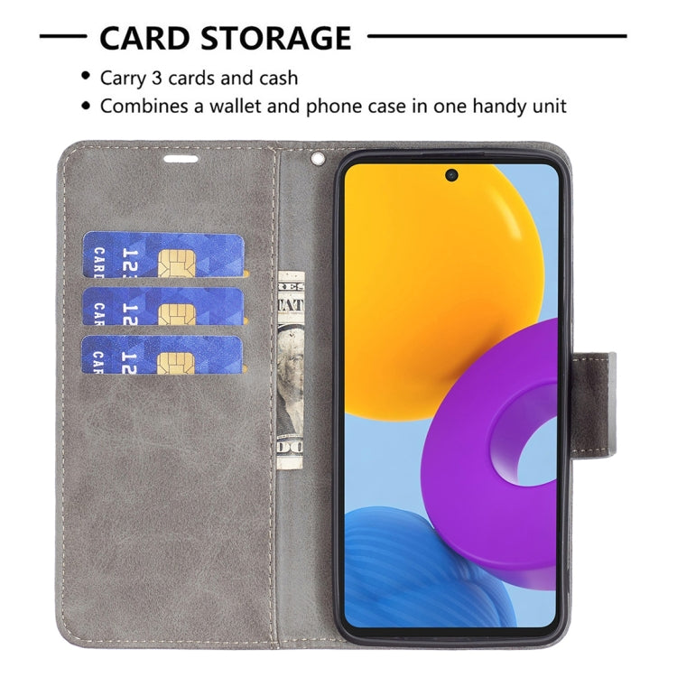 For Samsung Galaxy M52 5G Retro Lambskin Texture Pure Color Horizontal Flip Leather Phone Case with Holder & Card Slots & Wallet & Lanyard