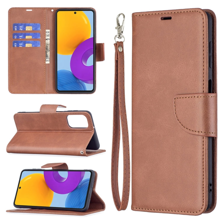 For Samsung Galaxy M52 5G Retro Lambskin Texture Pure Color Horizontal Flip Leather Phone Case with Holder & Card Slots & Wallet & Lanyard