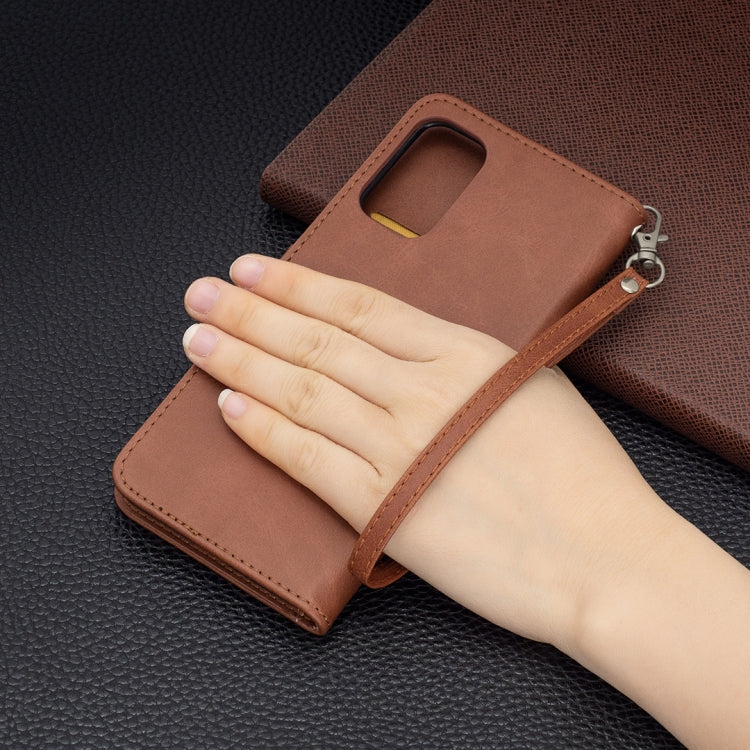 For Samsung Galaxy M52 5G Retro Lambskin Texture Pure Color Horizontal Flip Leather Phone Case with Holder & Card Slots & Wallet & Lanyard