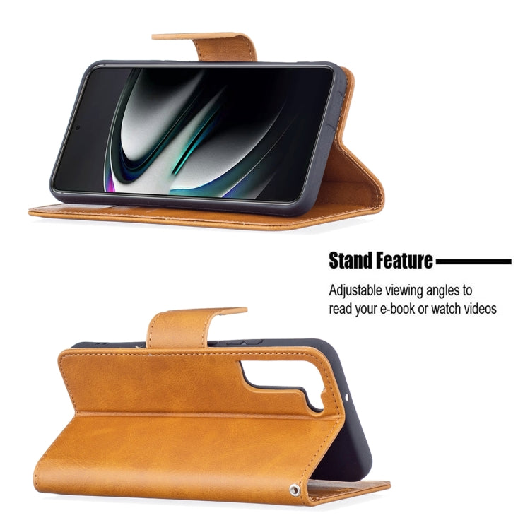 For Samsung Galaxy S22+ 5G Retro Lambskin Texture Pure Color Horizontal Flip Leather Phone Case with Holder & Card Slots & Wallet & Lanyard