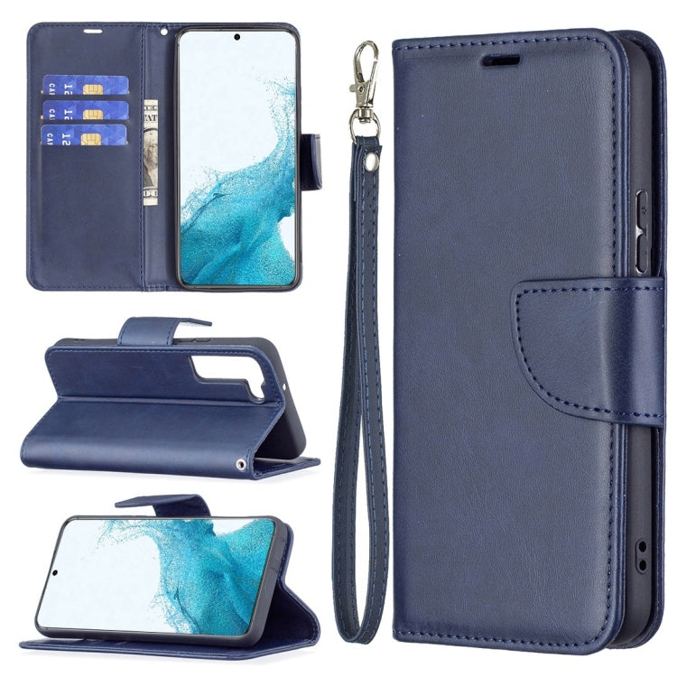 For Samsung Galaxy S22+ 5G Retro Lambskin Texture Pure Color Horizontal Flip Leather Phone Case with Holder & Card Slots & Wallet & Lanyard