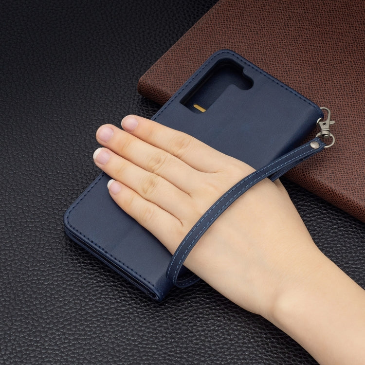 For Samsung Galaxy S22+ 5G Retro Lambskin Texture Pure Color Horizontal Flip Leather Phone Case with Holder & Card Slots & Wallet & Lanyard