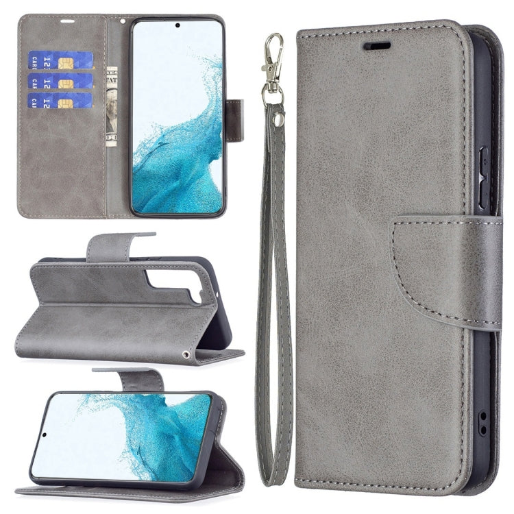 For Samsung Galaxy S22+ 5G Retro Lambskin Texture Pure Color Horizontal Flip Leather Phone Case with Holder & Card Slots & Wallet & Lanyard