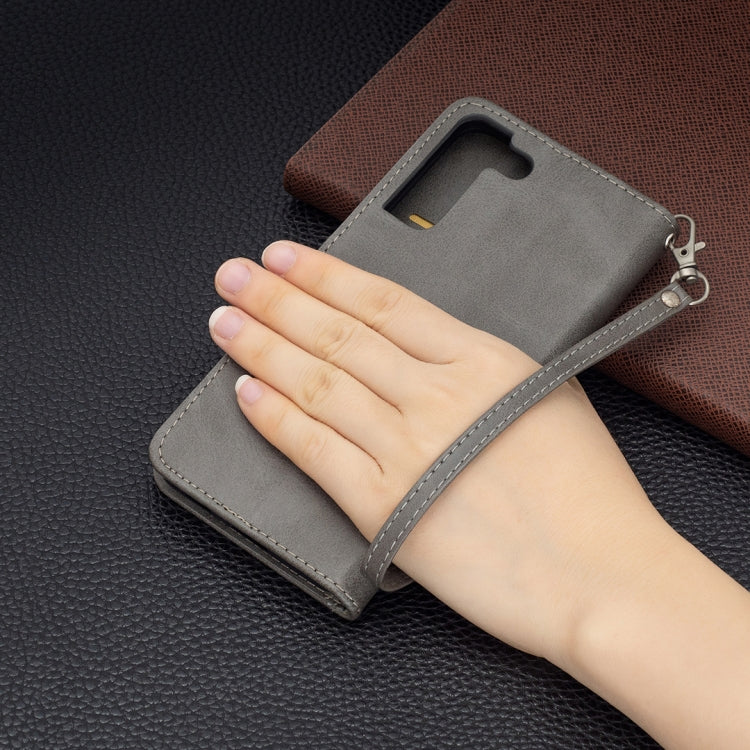 For Samsung Galaxy S22+ 5G Retro Lambskin Texture Pure Color Horizontal Flip Leather Phone Case with Holder & Card Slots & Wallet & Lanyard