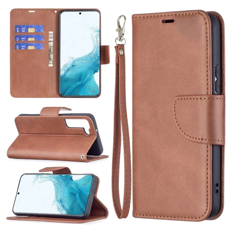 For Samsung Galaxy S22+ 5G Retro Lambskin Texture Pure Color Horizontal Flip Leather Phone Case with Holder & Card Slots & Wallet & Lanyard