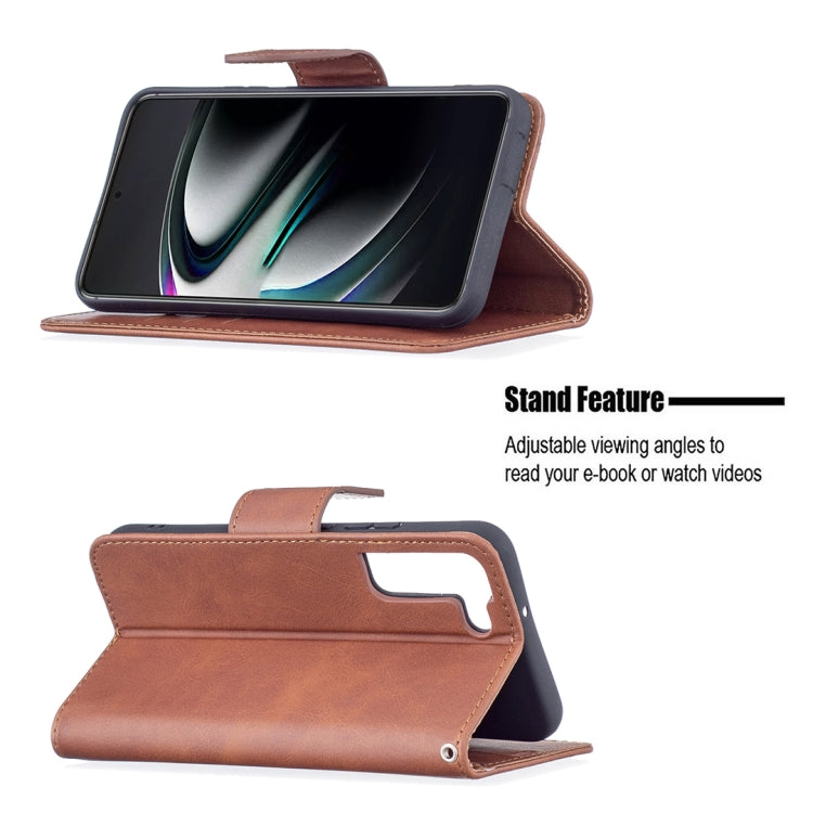 For Samsung Galaxy S22+ 5G Retro Lambskin Texture Pure Color Horizontal Flip Leather Phone Case with Holder & Card Slots & Wallet & Lanyard