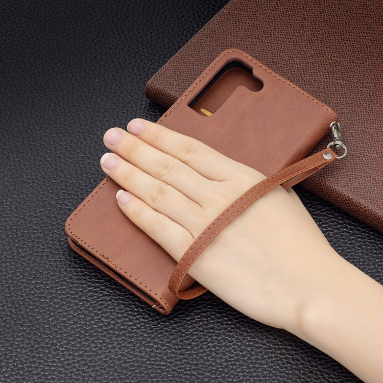 For Samsung Galaxy S22+ 5G Retro Lambskin Texture Pure Color Horizontal Flip Leather Phone Case with Holder & Card Slots & Wallet & Lanyard