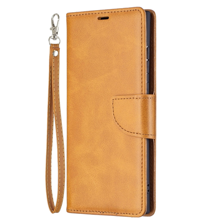 For Samsung Galaxy S22 Ultra 5G Retro Lambskin Texture Pure Color Horizontal Flip Leather Phone Case with Holder & Card Slots & Wallet & Lanyard
