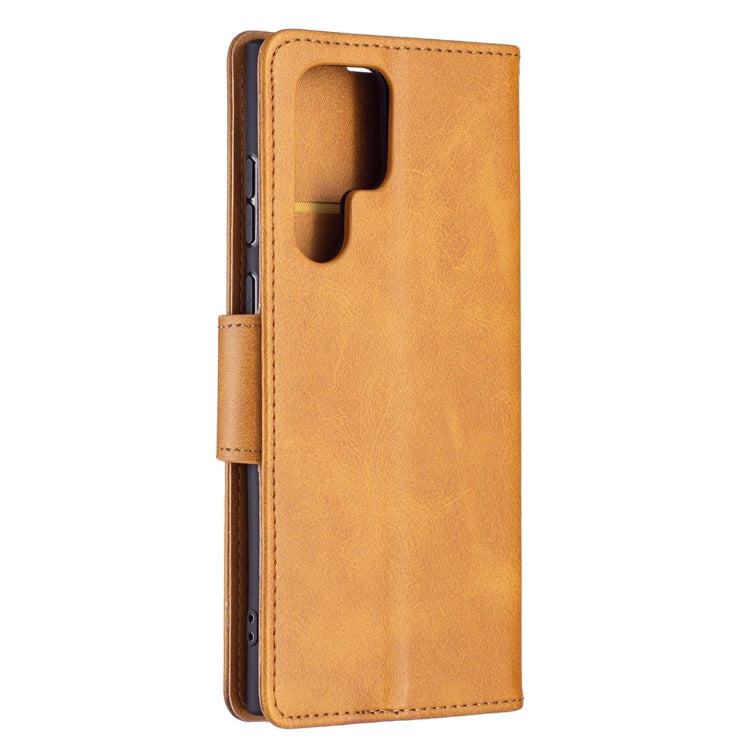 For Samsung Galaxy S22 Ultra 5G Retro Lambskin Texture Pure Color Horizontal Flip Leather Phone Case with Holder & Card Slots & Wallet & Lanyard