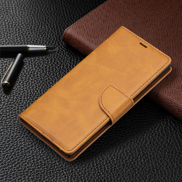 For Samsung Galaxy S22 Ultra 5G Retro Lambskin Texture Pure Color Horizontal Flip Leather Phone Case with Holder & Card Slots & Wallet & Lanyard