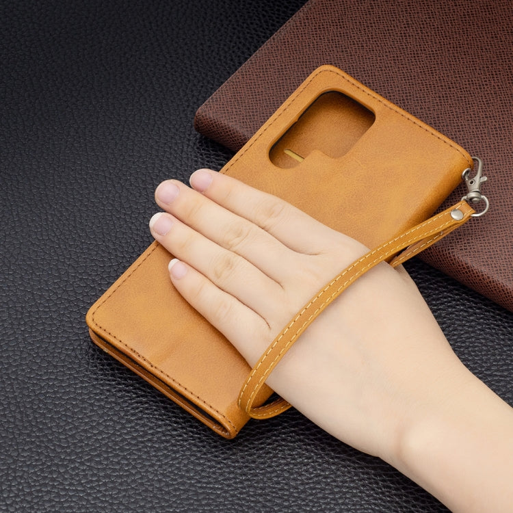 For Samsung Galaxy S22 Ultra 5G Retro Lambskin Texture Pure Color Horizontal Flip Leather Phone Case with Holder & Card Slots & Wallet & Lanyard