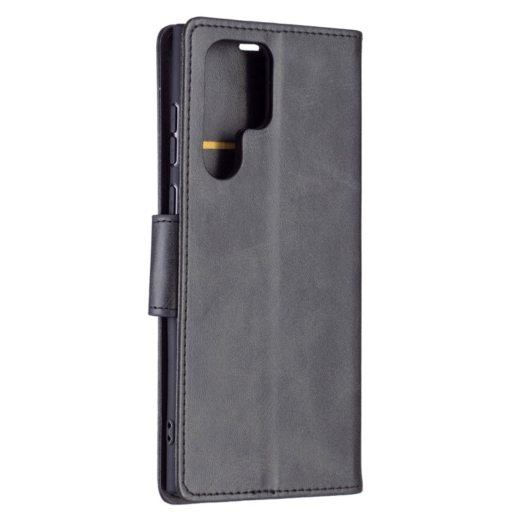 For Samsung Galaxy S22 Ultra 5G Retro Lambskin Texture Pure Color Horizontal Flip Leather Phone Case with Holder & Card Slots & Wallet & Lanyard