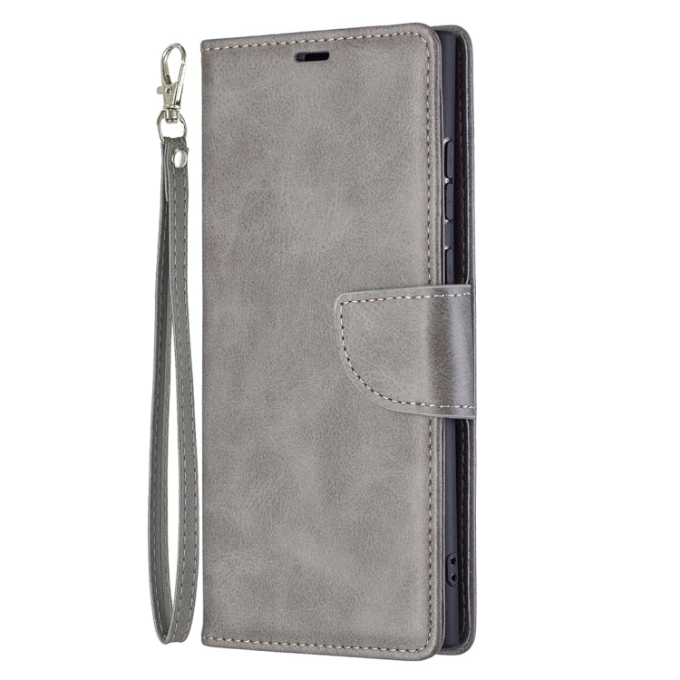 For Samsung Galaxy S22 Ultra 5G Retro Lambskin Texture Pure Color Horizontal Flip Leather Phone Case with Holder & Card Slots & Wallet & Lanyard