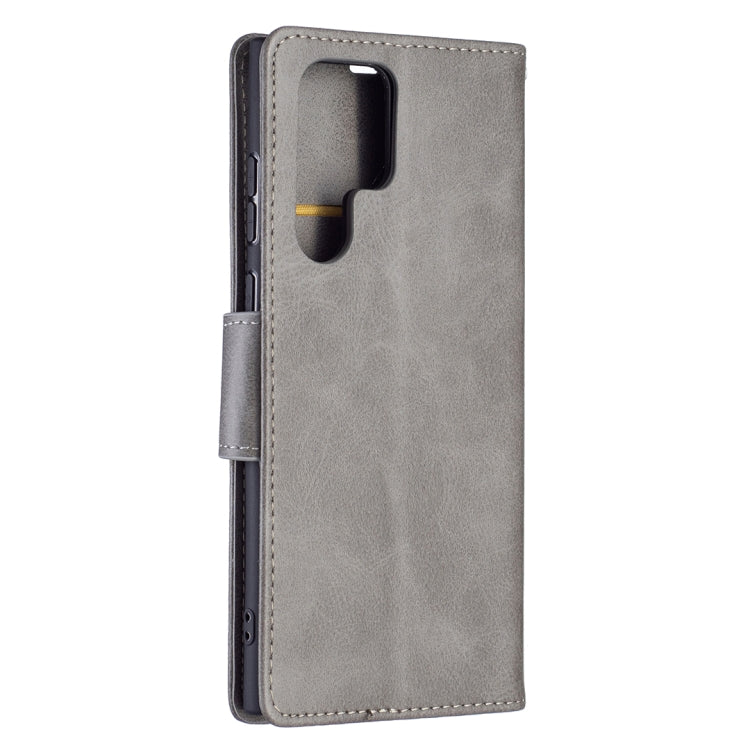 For Samsung Galaxy S22 Ultra 5G Retro Lambskin Texture Pure Color Horizontal Flip Leather Phone Case with Holder & Card Slots & Wallet & Lanyard