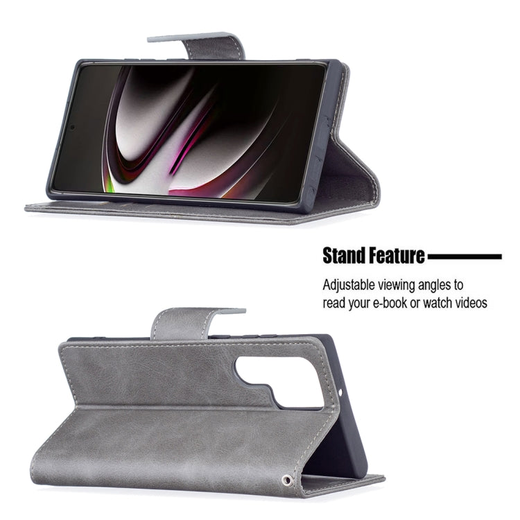 For Samsung Galaxy S22 Ultra 5G Retro Lambskin Texture Pure Color Horizontal Flip Leather Phone Case with Holder & Card Slots & Wallet & Lanyard