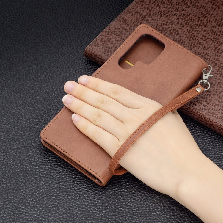 For Samsung Galaxy S22 Ultra 5G Retro Lambskin Texture Pure Color Horizontal Flip Leather Phone Case with Holder & Card Slots & Wallet & Lanyard