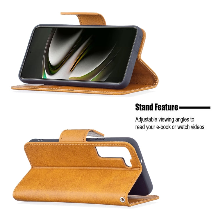 For Samsung Galaxy S22 5G Retro Lambskin Texture Pure Color Horizontal Flip Leather Phone Case with Holder & Card Slots & Wallet & Lanyard