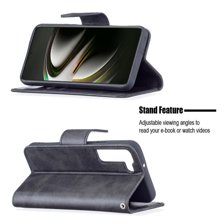 For Samsung Galaxy S22 5G Retro Lambskin Texture Pure Color Horizontal Flip Leather Phone Case with Holder & Card Slots & Wallet & Lanyard