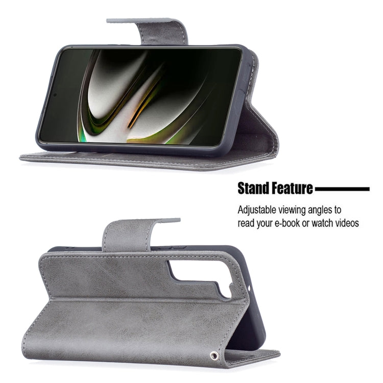 For Samsung Galaxy S22 5G Retro Lambskin Texture Pure Color Horizontal Flip Leather Phone Case with Holder & Card Slots & Wallet & Lanyard