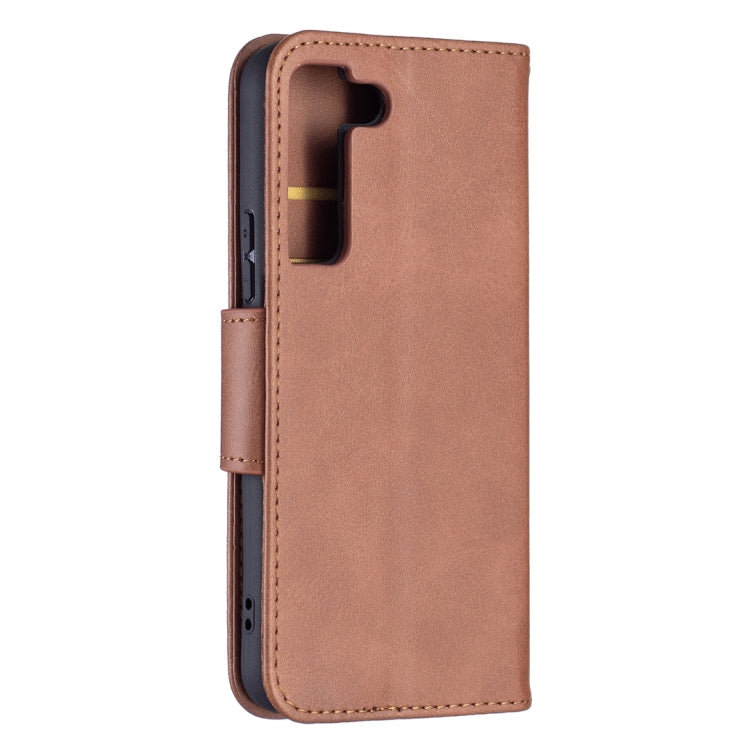 For Samsung Galaxy S22 5G Retro Lambskin Texture Pure Color Horizontal Flip Leather Phone Case with Holder & Card Slots & Wallet & Lanyard