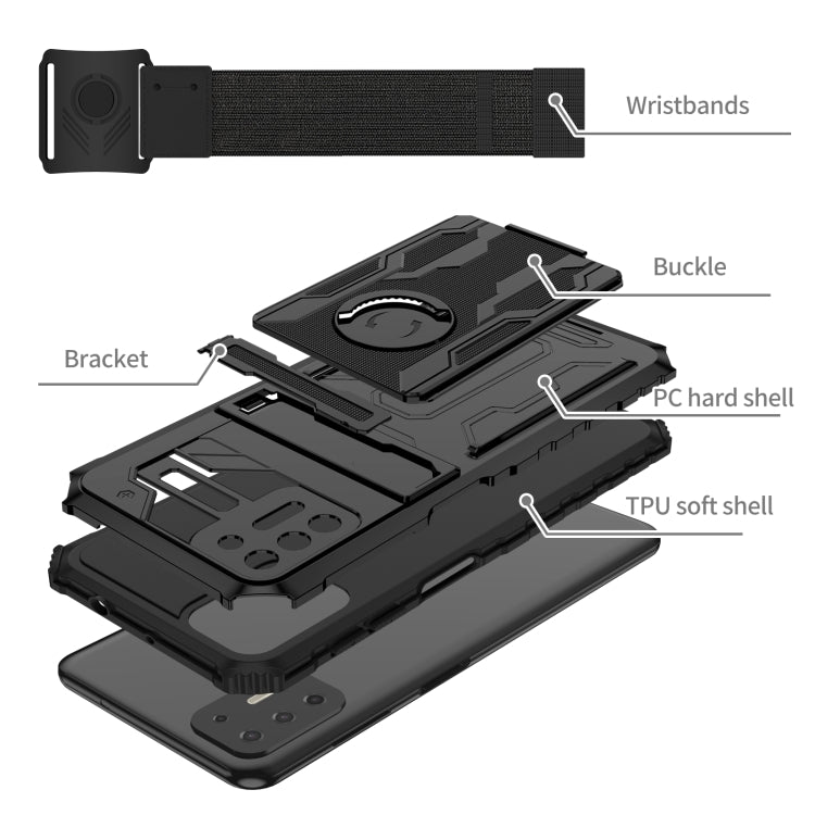For Motorola Moto G9 Plus Armor Wristband Phone Case