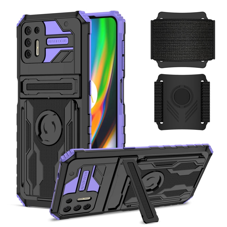 For Motorola Moto G9 Plus Armor Wristband Phone Case