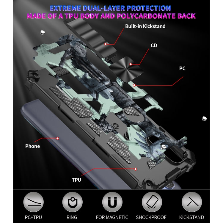 For Motorola G Pure Camouflage Armor Shockproof TPU + PC Magnetic Phone Case with Holder