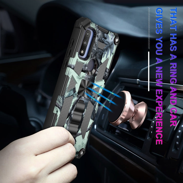For Motorola G Pure Camouflage Armor Shockproof TPU + PC Magnetic Phone Case with Holder