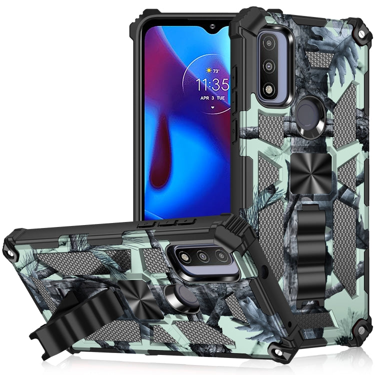 For Motorola G Pure Camouflage Armor Shockproof TPU + PC Magnetic Phone Case with Holder