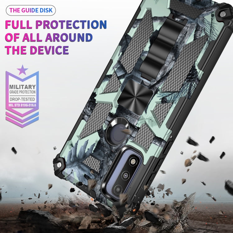 For Motorola G Pure Camouflage Armor Shockproof TPU + PC Magnetic Phone Case with Holder