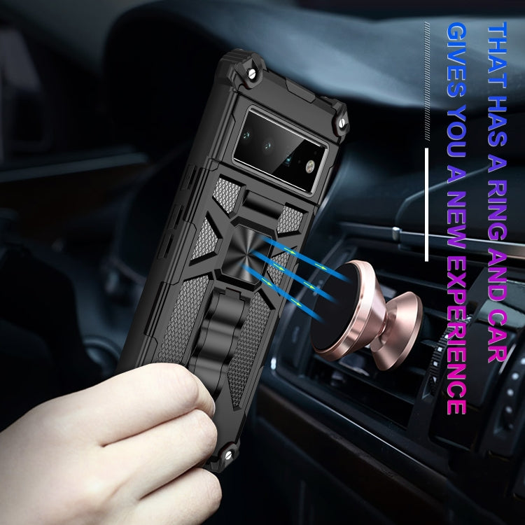 For Google Pixel 6 Pro Armor Shockproof TPU + PC Magnetic Phone Case with Holder