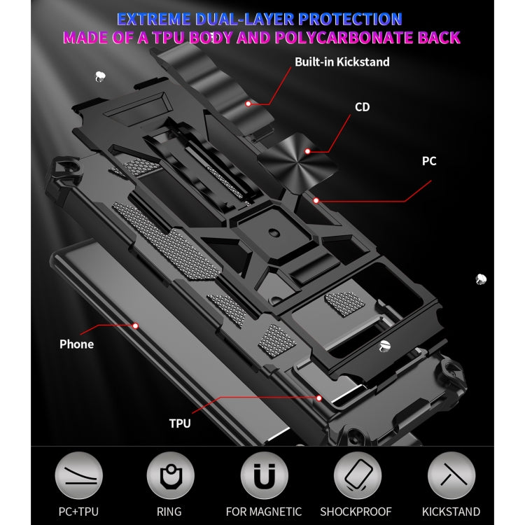 For Google Pixel 6 Pro Armor Shockproof TPU + PC Magnetic Phone Case with Holder
